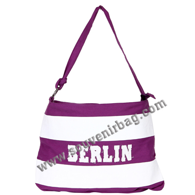 Striped Lettering Shoulder Bag