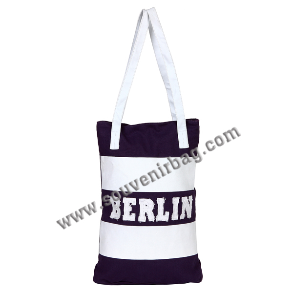 Small Striped Canvas Tote Bag